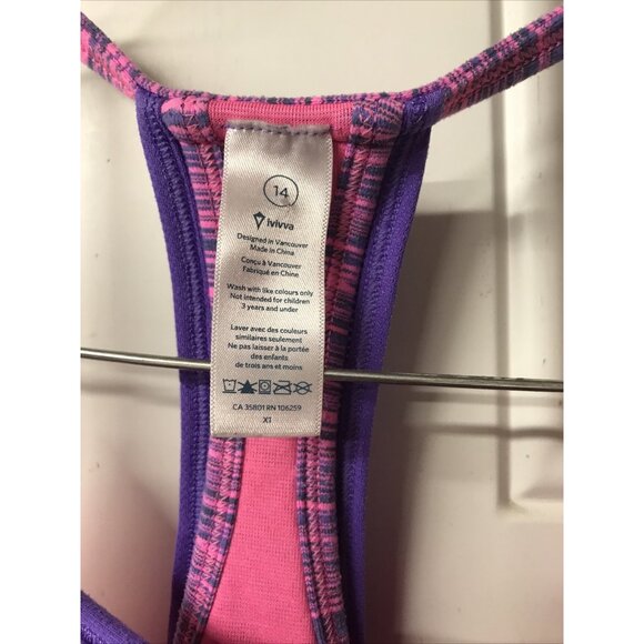 IVIVVA girls Sz 14 Purple racerback athletic built in bra tank top double dutch - Picture 4 of 7